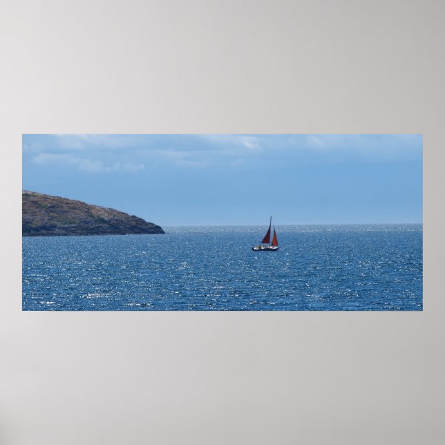Impression de bateau à voile orange et rouge (Devant)