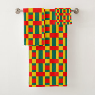 Impression de bloc de couleur vert jaune et rouge