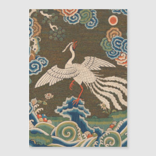 Impression de broderie en soie blanche antique chi