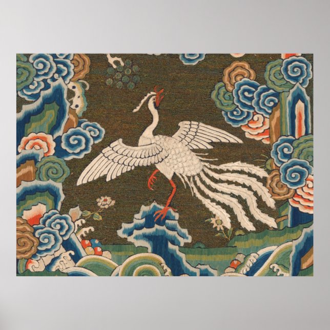 Impression de broderie en soie blanche antique chi (Devant)