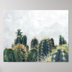 Impression de cactus aquarelle   10x8