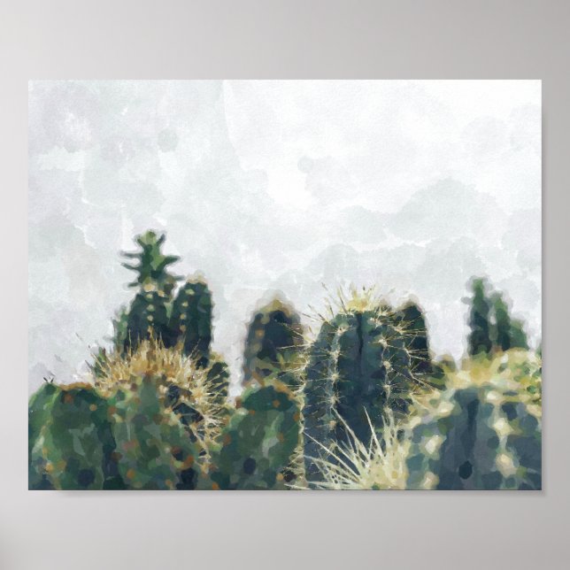 Impression de cactus aquarelle | 10x8 (Devant)