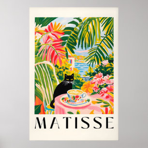 Impression de café au chat noir style Henri Matiss