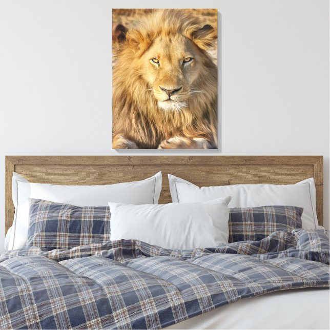 IMPRESSION DE CANVAS STRETCHÉS DE LION MASCULE (Insitu(Chambre))