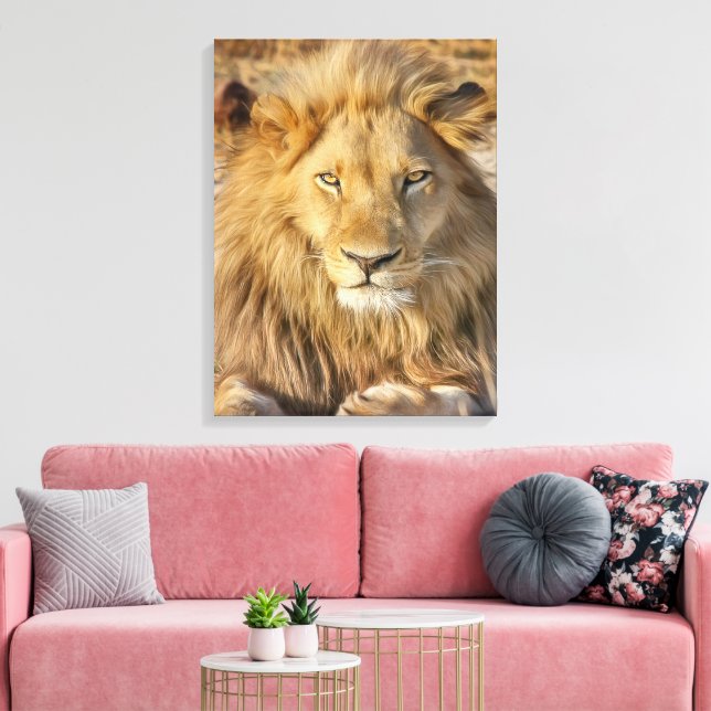 IMPRESSION DE CANVAS STRETCHÉS DE LION MASCULE (Insitu(Salon))