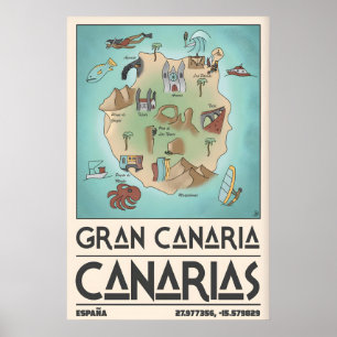 Impression de carte ancienne de l'île de Grande Ca