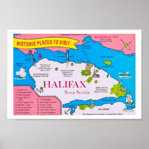 Impression de carte ancienne d'Halifax Nouvelle-Éc