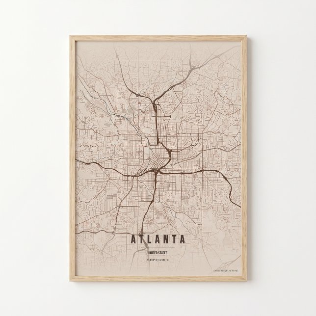 Impression de carte d'Atlanta Géorgie affiche de d (Créateur téléchargé)