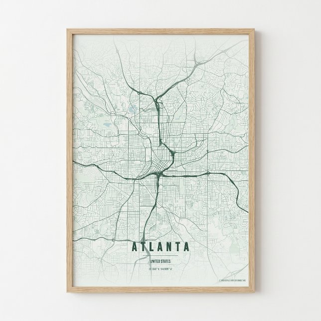 Impression de carte d'Atlanta Géorgie Affiche de W (Créateur téléchargé)