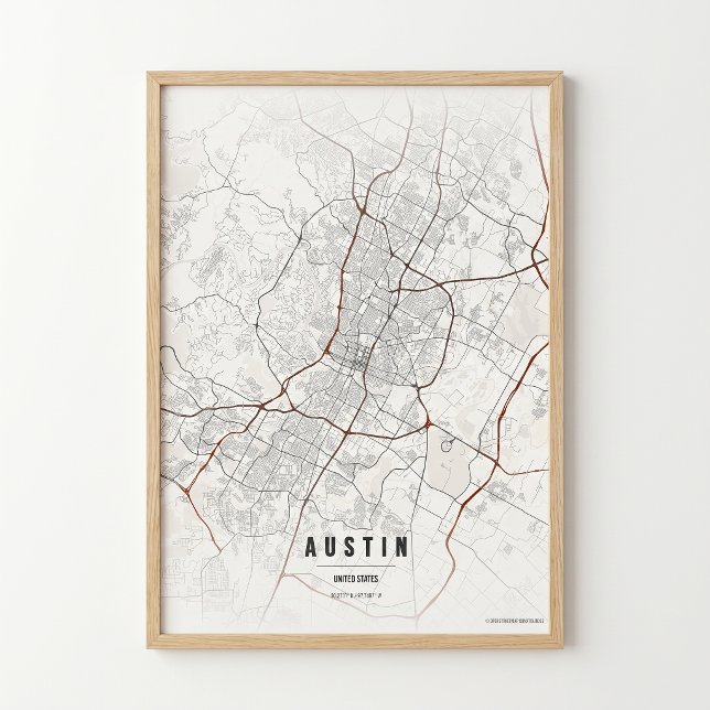Impression de carte d'Austin Poster de la ville du (Créateur téléchargé)