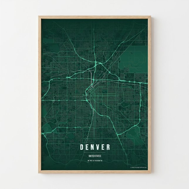 Impression de carte de Denver Poster de la ville d (Créateur téléchargé)