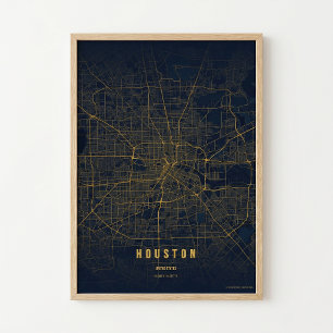 Impression de carte de Houston Affiche de Texas Ci