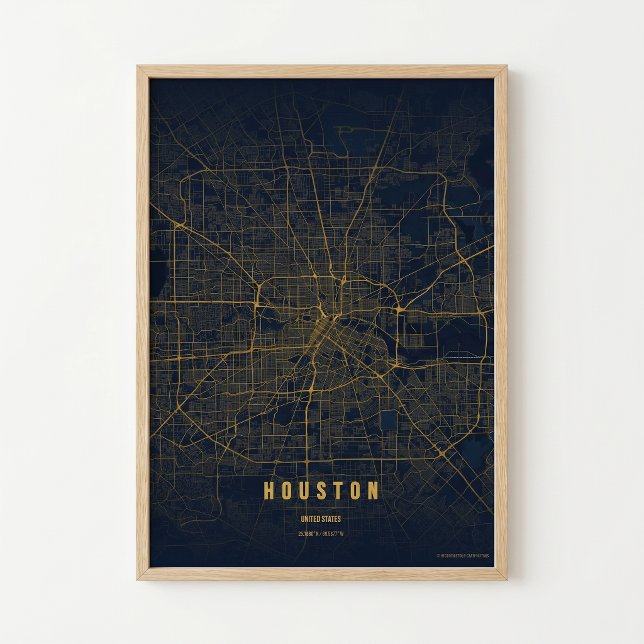 Impression de carte de Houston Affiche de Texas Ci (Créateur téléchargé)