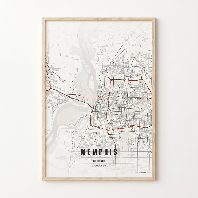 Impression de carte de Memphis Tennessee Affiche d (Créateur téléchargé)