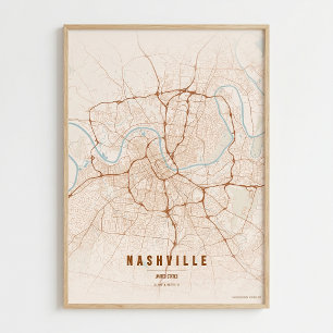 Impression de carte de Nashville Tennessee Carte d