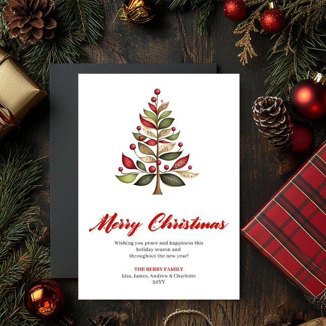 Impression de carte de vœux de Noël arbre minimali (Artistic Minimalist Christmas Tree Greeting Print)