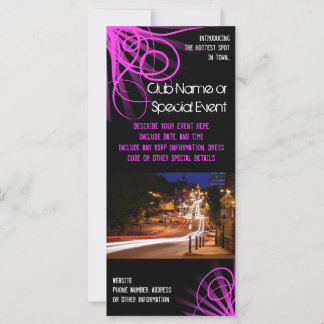 Impression de carte en rack, club de nuit rose ou