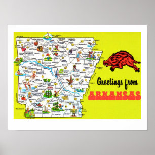 Impression de carte postale colorée de l'Arkansas