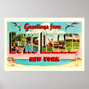 Impression de carte postale colorée de Long Island
