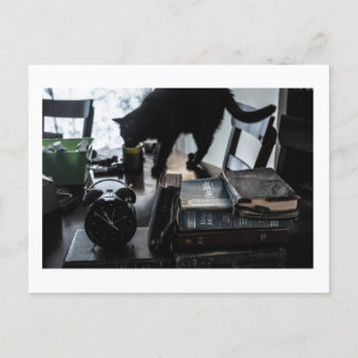 Impression de carte postale de chat noir par JH Th