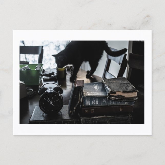 Impression de carte postale de chat noir par JH Th (Devant)