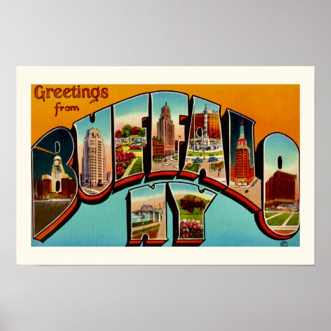 Impression de carte postale vintage de Buffalo New (Devant)