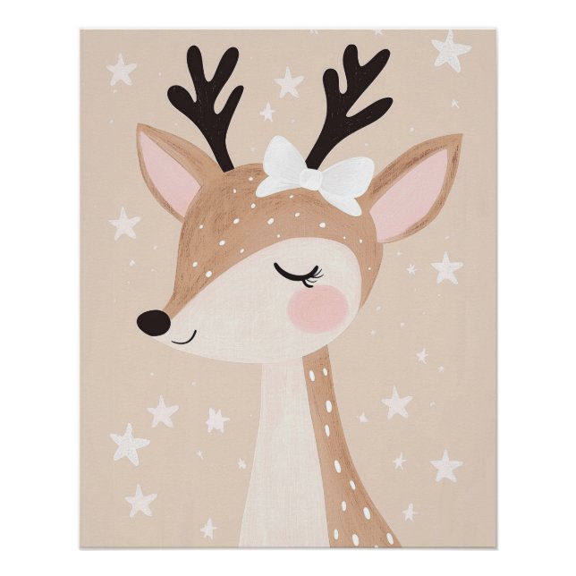 Impression de cerf mignon, Affiche de nurserie pou (Devant)