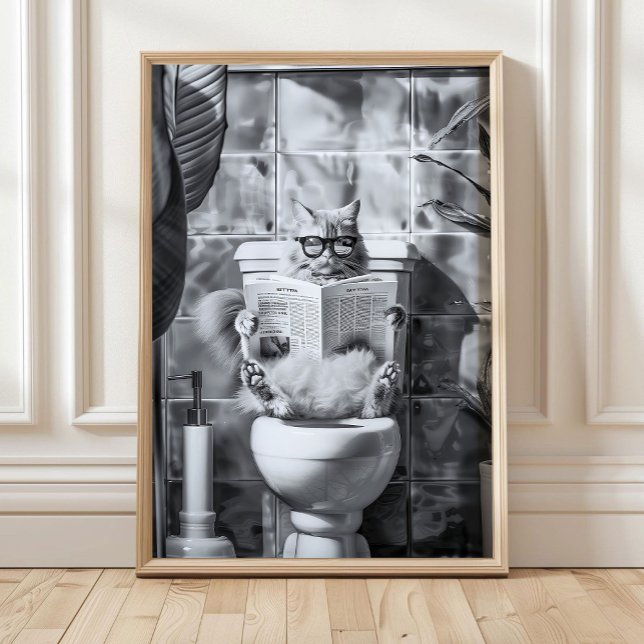 Impression de chat de salle de bain lisant sur les (Créateur téléchargé)