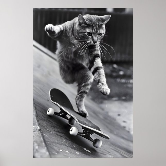 Impression de chat drôle en skateboard Vintage Noi (Devant)