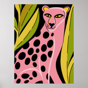 Impression de chat guépard rose Pop Art audacieuse