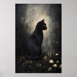 Impression de chat noir, Affiche vintage de chat l