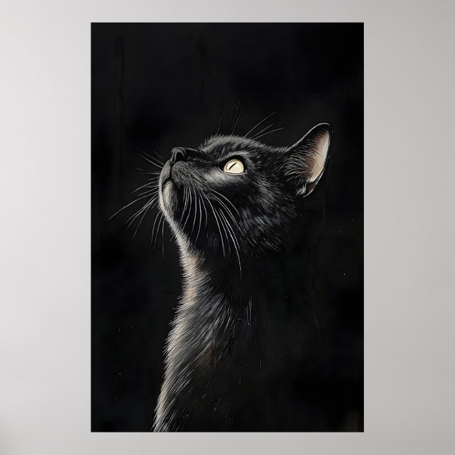 Impression de chat noir lunatique, Cottagecore got (Devant)