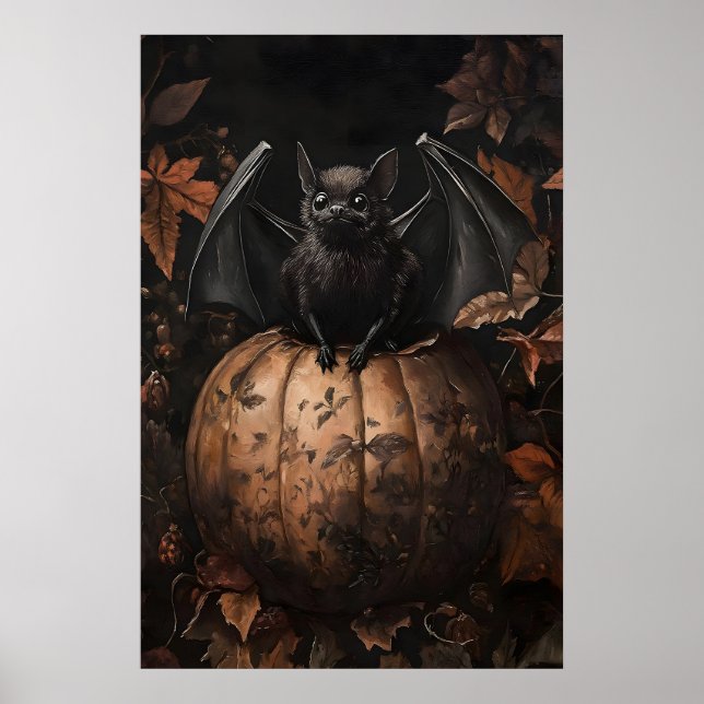 Impression de chauve-souris sur citrouille d'autom (Devant)