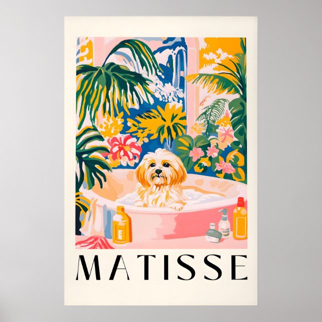 Impression de Chien Havanais dans une Baignoire da (Devant)