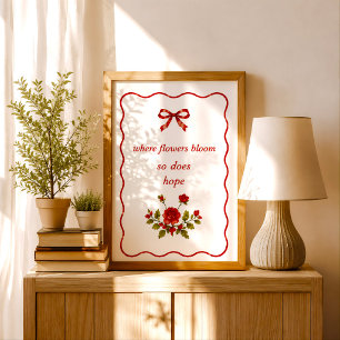 Impression de citation Coquette Ruban Rouge Floral