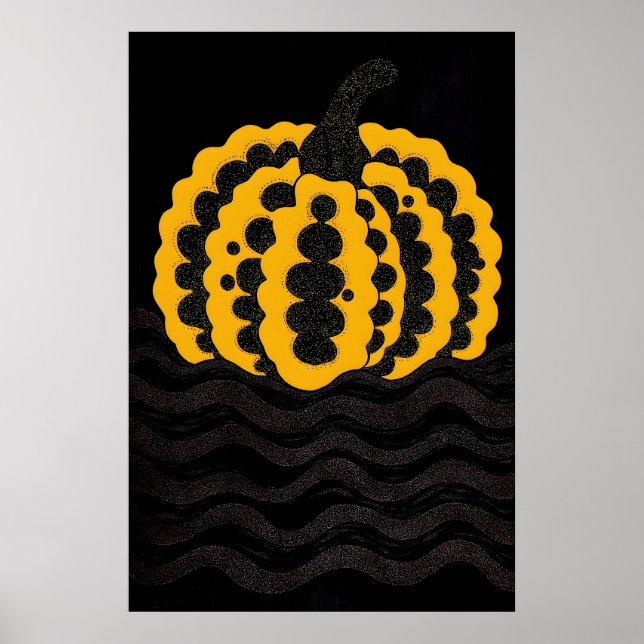 Impression de citrouille abstraite noire et jaune  (Devant)