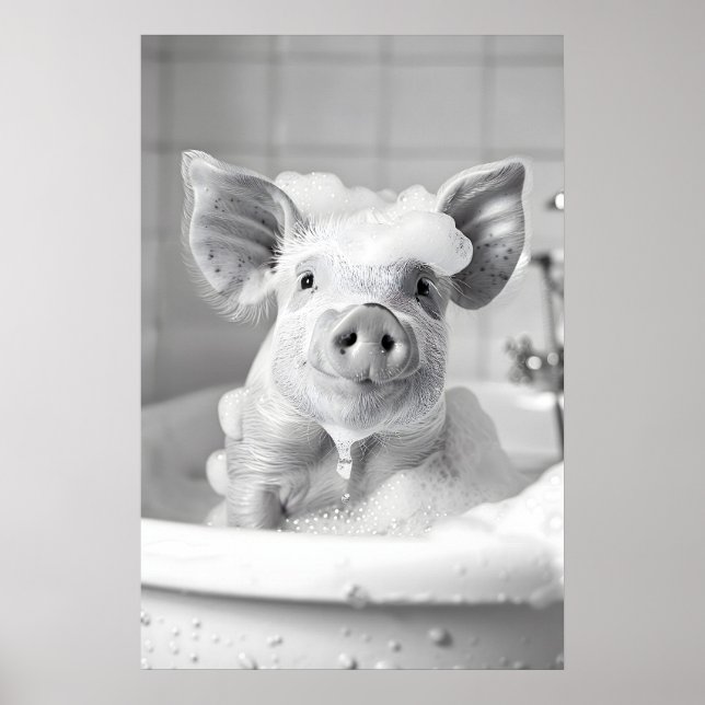 Impression de cochon drôle dans la baignoire Art d (Devant)