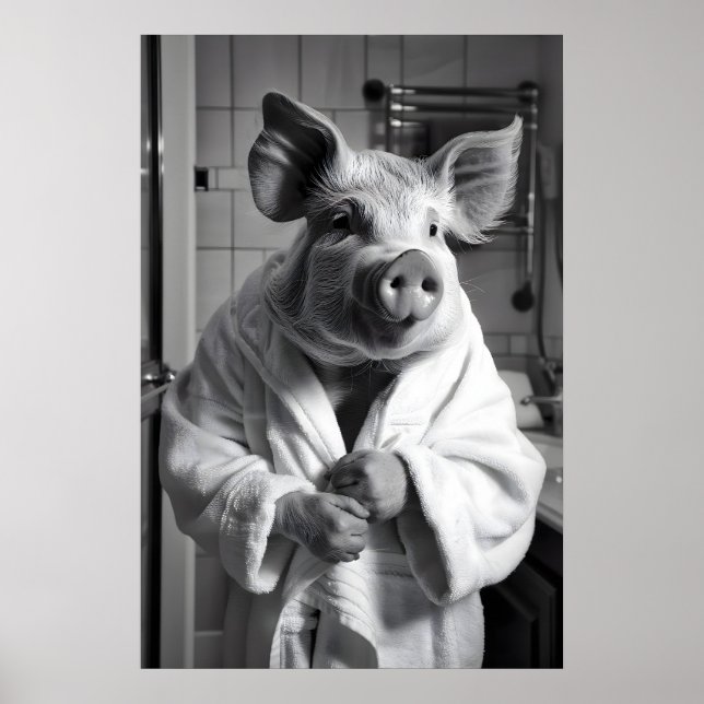 Impression de cochon drôle en robe de bain, humour (Devant)