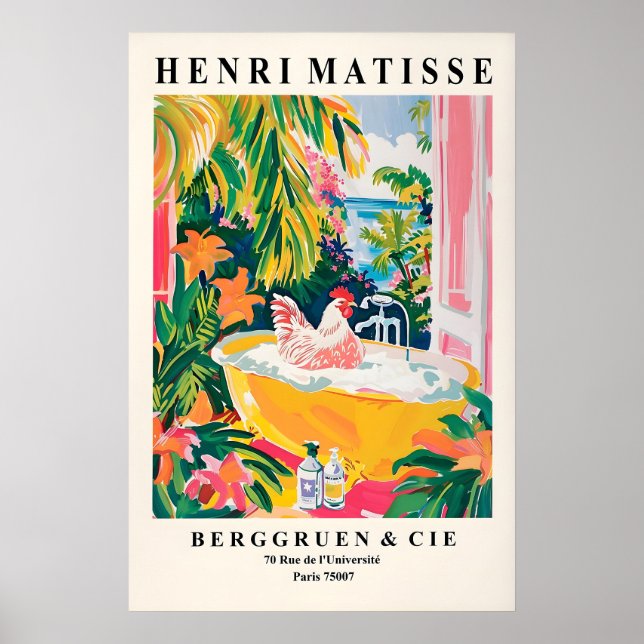 Impression de coq dans une baignoire Rose Salle de (Devant)