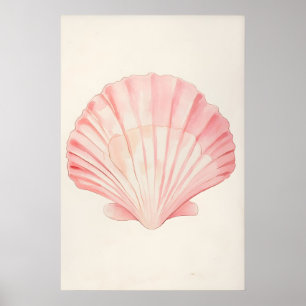Impression de coquillage rose doux aquarelle mur c