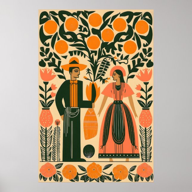 Impression de couple d'art populaire mexicain sous (Devant)