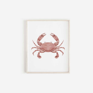 Impression de crabe rouge aquarelle