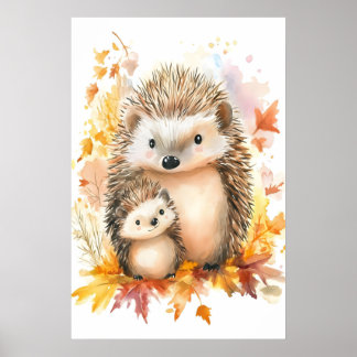 Impression de crèche au hérisson aquarelle, Maman