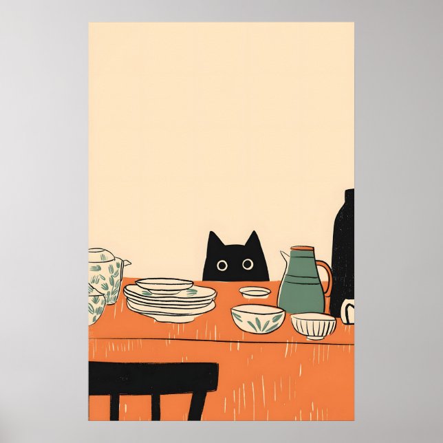 Impression de cuisine Black Cat Art moderne du mil (Devant)