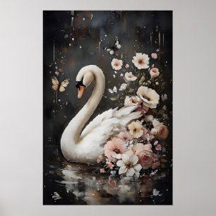 Impression de cygne de fleur lunatique, impression