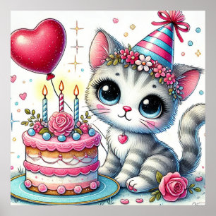Impression de décoration de fête de chaton de dess