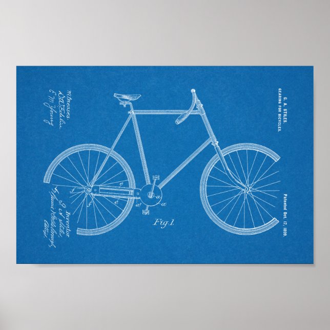 Impression de dessin d'art breveté à bicyclette 18 (Devant)