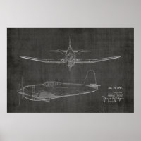 Impression de dessin d'art breveté d'avion Prop 19