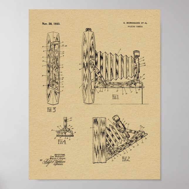 Impression de dessin d'art breveté de caméra plian (Devant)