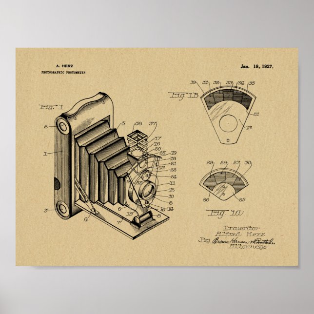 Impression de dessin d'art breveté de caméra plian (Devant)